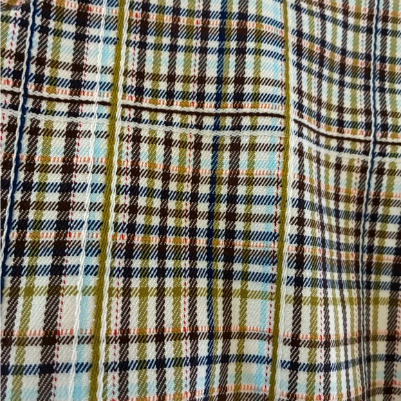 Free People Multicolor Plaid A-Line Mini Skirt. Pleaded. Ivory Combo. Size 14. - Picture 2 of 7